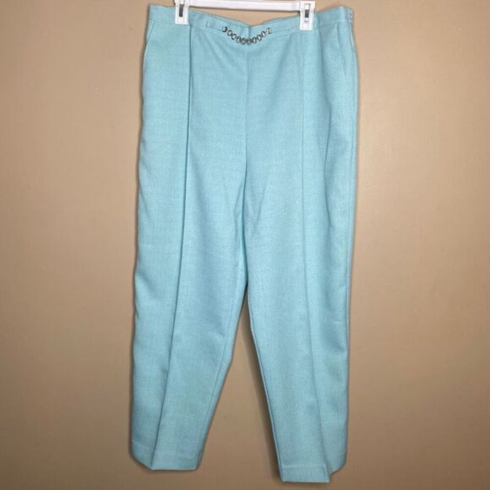 Alfred Dunner Women's Teal Elastic Waist Chain Trousers Pants Plus Size‎ 18W